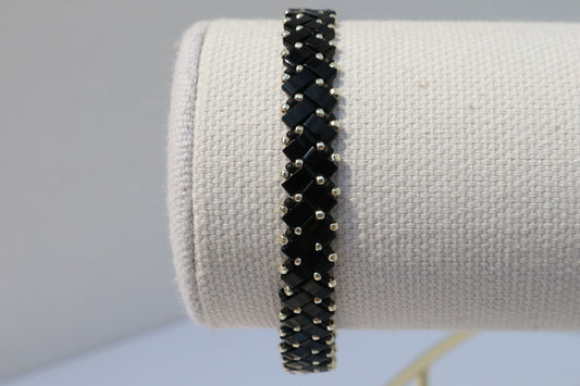 Shiny Black and Silver/ Shiny Black colored Braided Bracelet